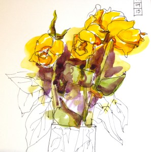Dead yellow roses
